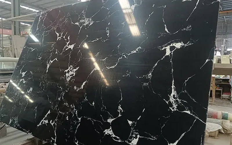 Artificial Black Marble Engineered Stone Slabs Countertops