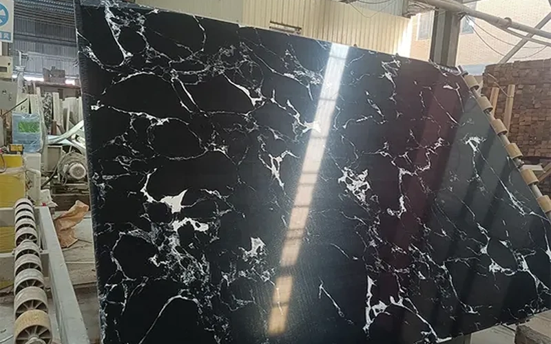 Artificial Black Marble Engineered Stone Slabs Countertops
