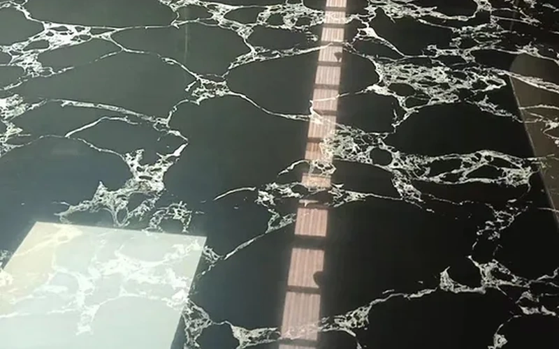 Artificial Black Marble Engineered Stone Slabs Countertops