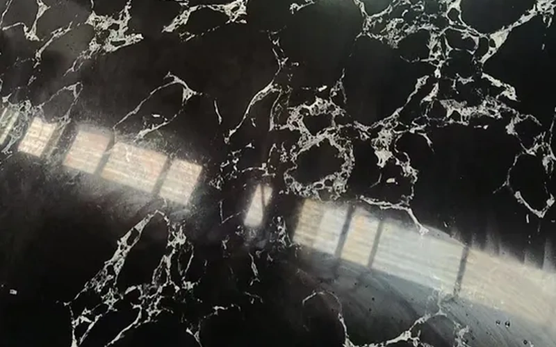 Artificial Black Marble Engineered Stone Slabs Countertops