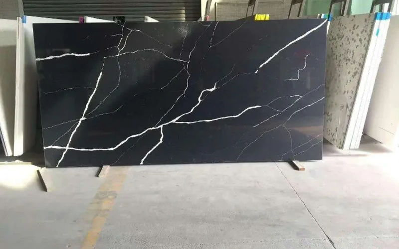 Calacatta Black Quartz Stone Slabs Kitchen Countertops