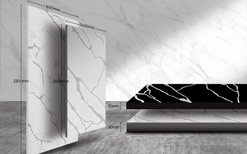 Calacatta White Quartz Stone Kitchen Island Countertop