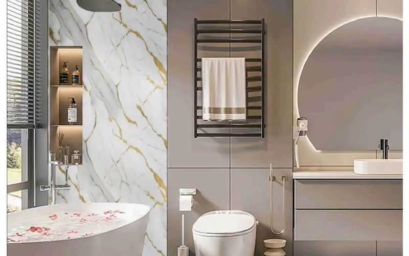 Golden Marble PVC Wall Panels Interior Decoration