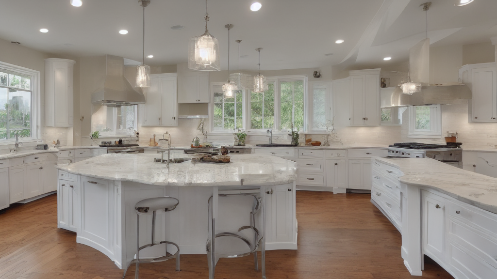 Modern kitchen with white quartz countertop