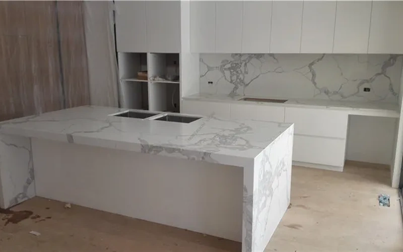 Marble Look Quartz Stone Kitchen Countertops Slabs