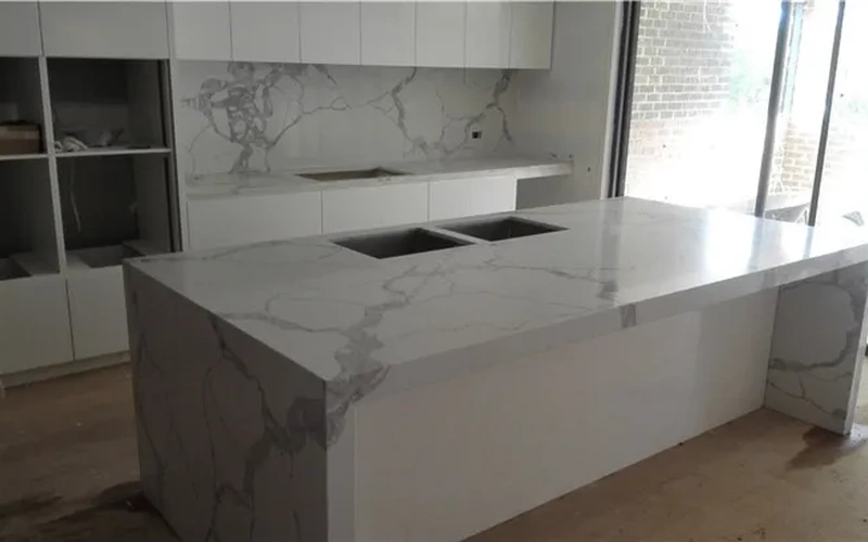 Marble Look Quartz Stone Kitchen Countertops Slabs