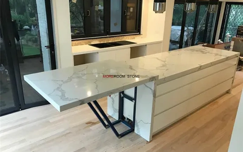 Marble Look Quartz Stone Kitchen Countertops Slabs