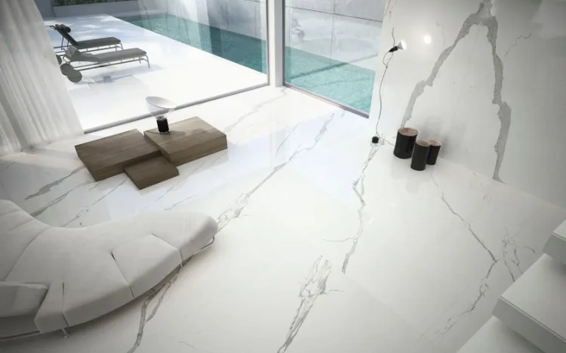 Recycled White Italian Sintered Stone Polished Slabs