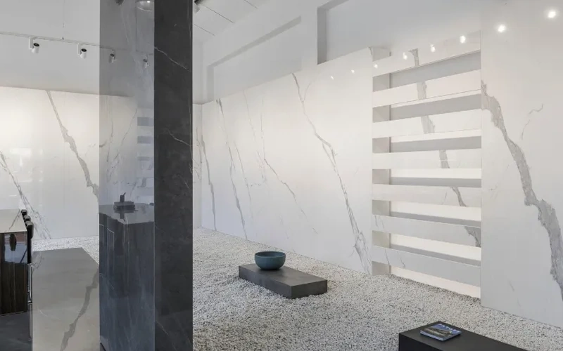 Recycled White Italian Sintered Stone Polished Slabs