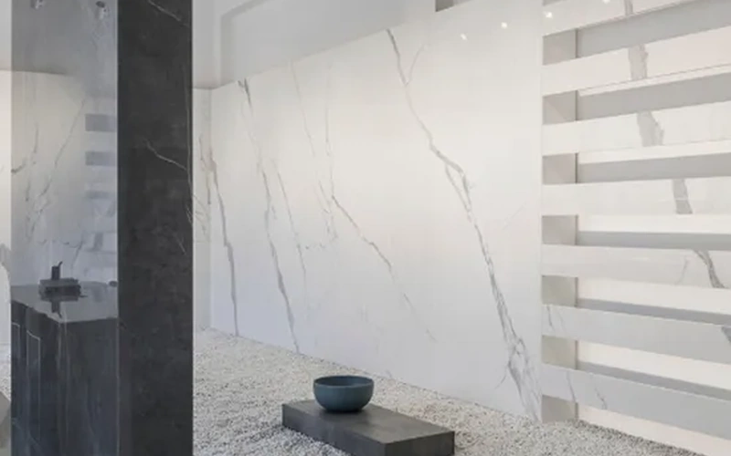 Recycled White Italian Sintered Stone Polished Slabs