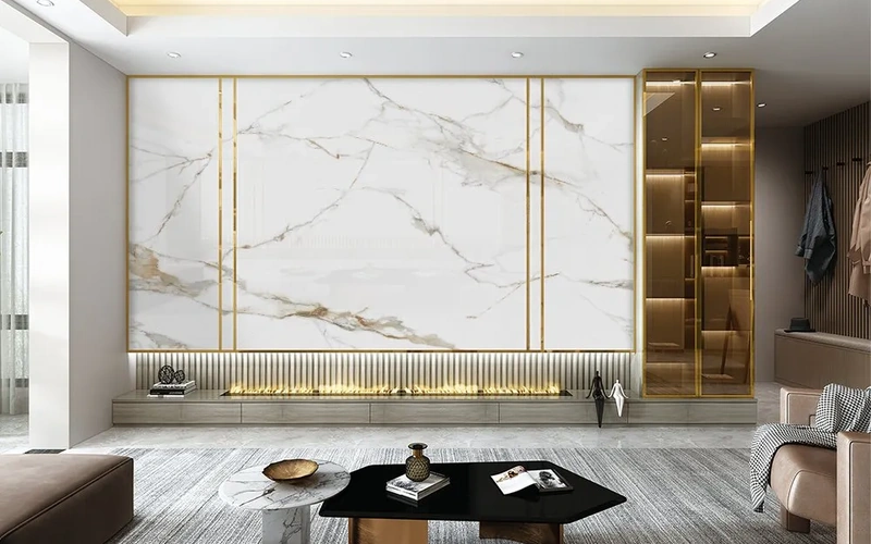 White Purple Marble Sintered Stone Floor Tile